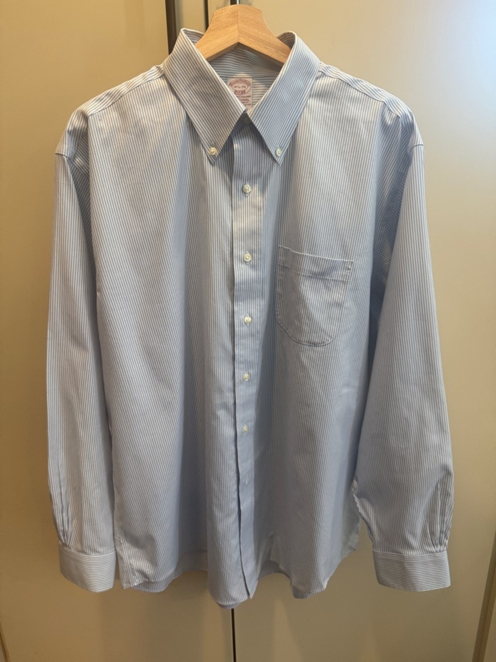 Brooks Brothers Light Blue Pinstripe Button-Down Dress Shirt